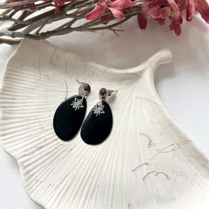Tagua earrings, black earrings, dangle black earrings, gift for her, drop earrings, sustainable earrings, handmade earrings, boho jewellery