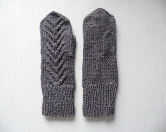 Gants mode tricotés, gants tricotés gris, mitaines d'hiver grises, gants mode tricotés, gants d'hiver pour femmes, gants en laine biologique
