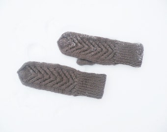 Wool mittens/ knitted brown mittens/ chocolate mittens/ hand knit accessories/ winter wool gloves/ knitted brown mittens/ wool gloves