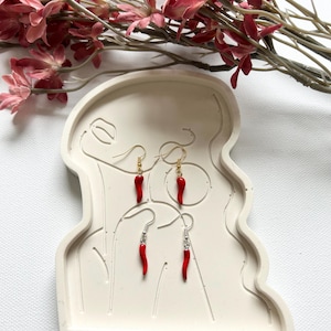 Red chilli dangle earrings, stainless steel spicy earrings, food jewelry, Mexican earrings, spicy earrings