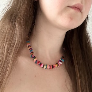 Colorful shell necklace, boho shell necklace, rainbow shell necklace, tropical shell necklace, beachy shell necklace, summer shell choker