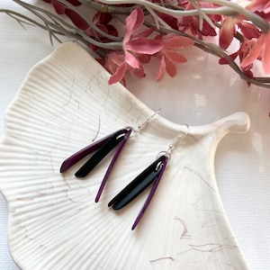 Purple earrings, tagua nut jewelry, sustainable earrings, two color earrings, tagua earrings dangle, eco friendly gift, Christmas gift