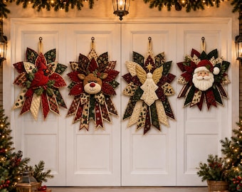 Christmas Quilted Door Hanger Sewing Kit, Cardinal Patchwork Wreath DIY Craft Kit, Fabric Ornament Kit, Xmas Door Decor, Unfinished DIY Kit