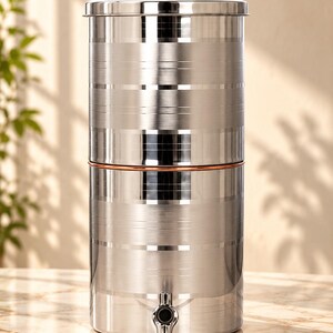 20L Pure Copper  Water Dispenser | Luxury Steel Copper Water Pot with Tap & Filter | Large 20 Water Storage Container | Handmade Drinkware