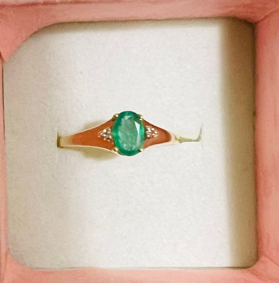 NEW! 1980’s Natural EMERALD & DIAMOND Ring, .30ct… - image 1