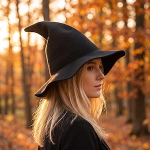 Svart häxhatt, renässans gotisk medeltida hatt, älvkostymhatt, mörk fantasy-cosplay, vintage häxtillbehör