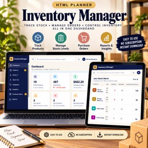 Modello per il monitoraggio dell'inventario, gestione delle scorte per piccole imprese, applicazione web HTML offline
