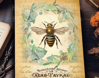 Vintage Bee Journal, Digital Download, Timeless Bee-Themed Journal, Buzz of Elegance: Vintage Bee Journal,  print as many as you need
