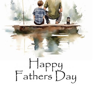 Tarjeta imprimible del Día del Padre, Ido a pescar, Descarga digital, tarjeta de felicitación divertida. YOU PRINT cabe en un sobre de 5' x 7", no incluido