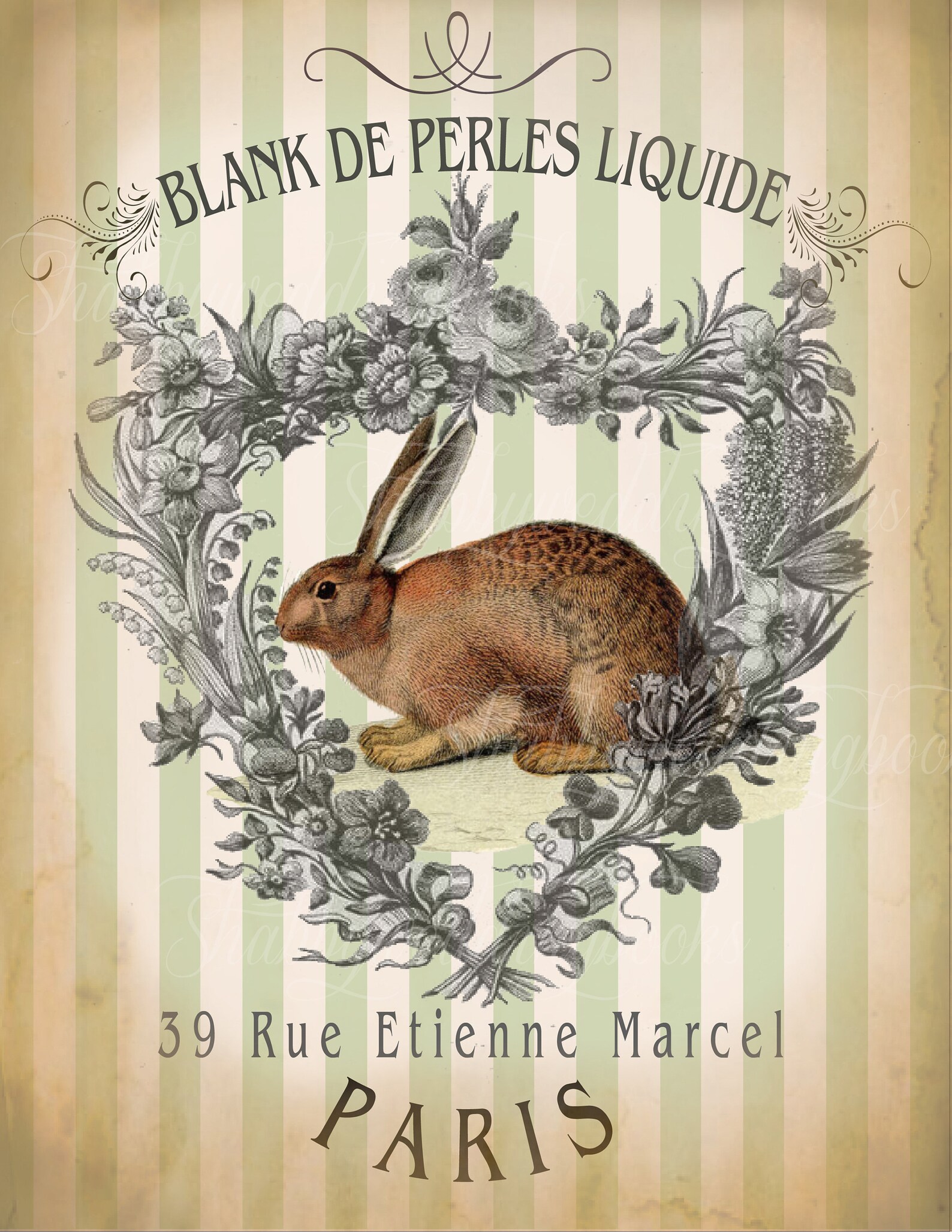 Rabbit Digital Download, French Country Vintage, Flower Wreath, Peter ...