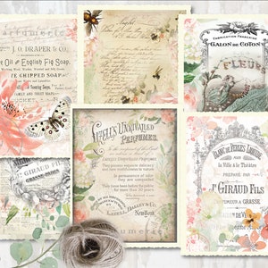 Druckbare Digital Download viktorianischen Stil Altered Art Papier, 6er Set, Scrapbooking Seiten, Junk Journal, Altered Art,