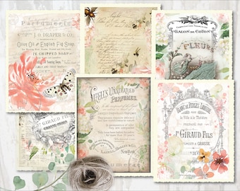 Printable Digital Download Victorian style Altered Art paper, set of 6, Scrapbooking pages, Junk Journal, Altered Art,