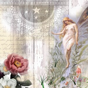 Téléchargement numérique des fées des fleurs dans un style vintage pour les journaux indésirables et les pages de scrapbooking