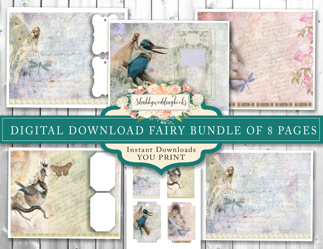 Digital Download Fairy Scrapbooking Papers for Junk Journal or Making ...