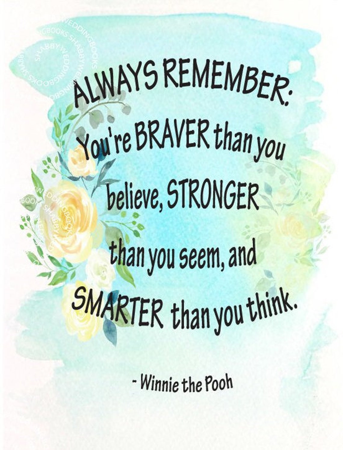 AA Milne Quote From Winnie the Pooh Inspirational Watercolor - Etsy