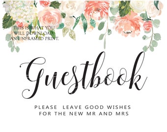 Wedding Sign, sign the guestbook for the new Mr and Mrs