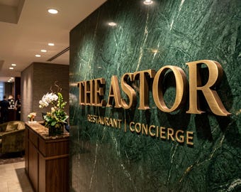 Custom 3D Brushed Brass Logo Sign, Antique Bronze Wall Letters (Luxury Hotel, Restaurant)