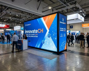 Custom Freestanding SEG Fabric Lightbox, Double-Sided Portable Display for Trade Show Booth Backdrop