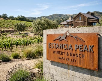 Custom Corten Steel Sign, Rusted Metal Plaque for Ranch, Winery, Modern Estate