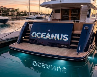 Custom 316 Stainless Steel Yacht Letters, Illuminated Boat Nameplate with Marine LED Backlight