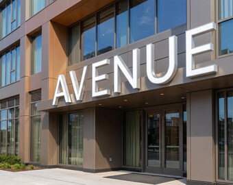 Custom 3D LED Channel Letters, Front-Lit Acrylic Dimensional Signs for Commercial Building Facade