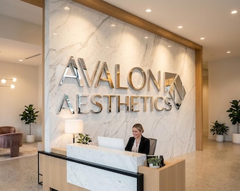Custom 3D Mirror Chrome Steel Wall Letters, Dental Clinic Signage