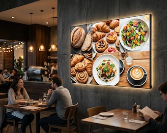 Custom Frameless SEG Fabric LED Lightbox, Commercial Backlit Display for Restaurant and Retail Wall