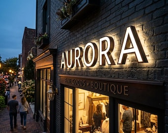 Custom Dual Illuminated 3D Channel Letters, Front and Halo Backlit Sign for Storefront Facade