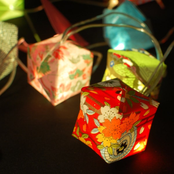 CUSTOM Origami fairy lights with japanese paper made to order - battery powered