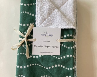 HALF SETS WHITE: 6 Cloth Paper Towels, Unpaper Towels, Zero Waste Kitchen, Reusable Paper Towels