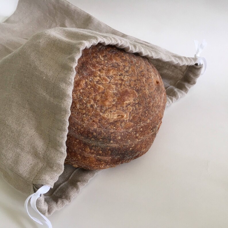 Linen Bread Bag Bread Storage Zero Waste Reusable Bread image 4