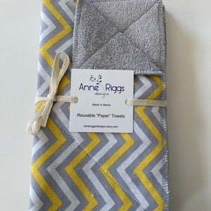 HALF SETS: GREY 6 Cloth Paper Towels, Grey Terry, Unpaper Towels, Zero Waste Kitchen, Reusable Paper Towels