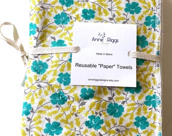 Fabric Paper Towels, Reusable Paper Towels, Sustainable Holiday Gift, Zero Waste Kitchen Towels, Unpaper Towels