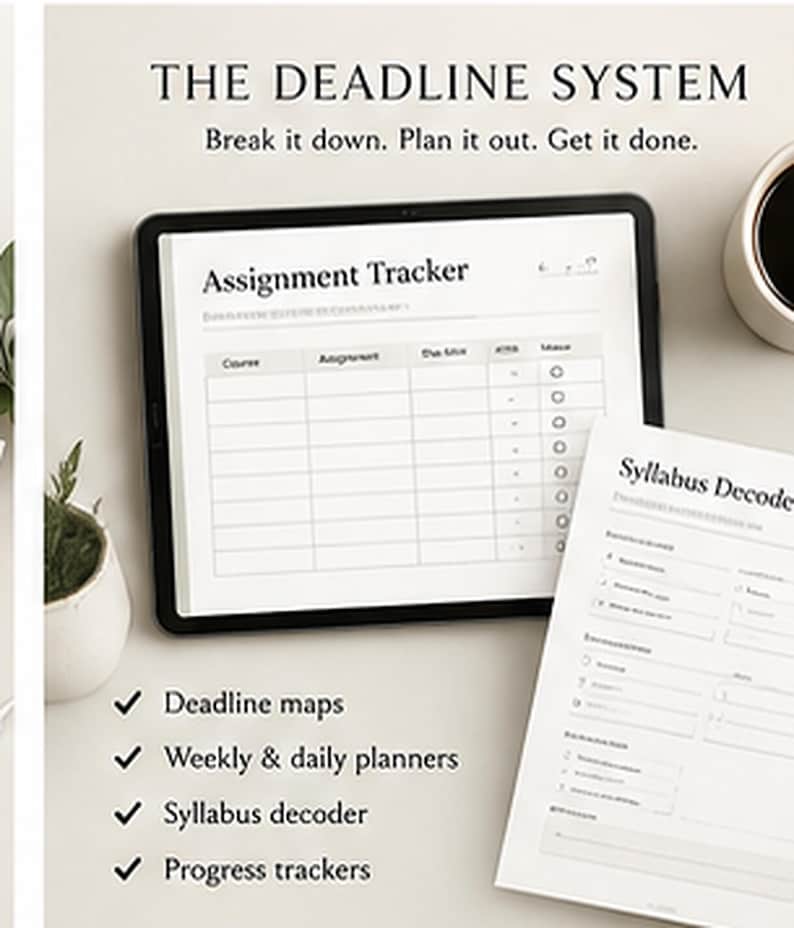 ADHD College Planner Printable PDF, Student Assignment Tracker ...