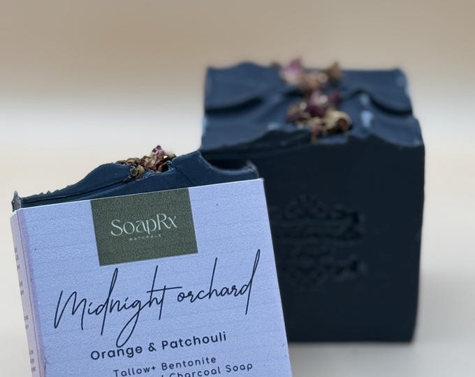 Orange Patchouli Tallow Soap, Activated Charcoal and Bentonite Clay