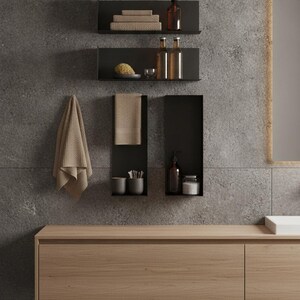 4 Piece Metal Floating Wall Shelf Set - Rectangular Modern Rack - Home Living Decor