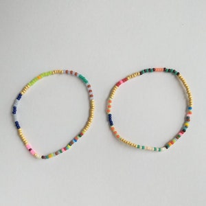 Wrap Beaded Bracelets | Dainty Seed Bead Stretch Wraps | Multicolor Fruity 5 Wrap / 6.0 (Women's XS)