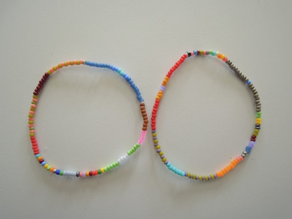 Multi Colored Stretch Bracelet Delicate Single Strand Glass