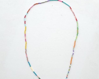 Multicolored Seed Bead Necklace - Japanese Toho Beads - 24" Strand