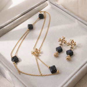 Gothic Vintage Black Cross Layered Jewelry Set, Gift for Her