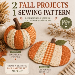 Naaipatroon voor een patchworkpompoen | Stoffen pompoen (PDF) | Naaipatroon voor de herfst | Decoratiepatroon voor Thanksgiving | DIY-decoratie voor de herfst
