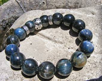 Cuprite Bracelet On Stretch Cord High Polished Copper Minerals Chrysocolla Gem Silica Shattuckite