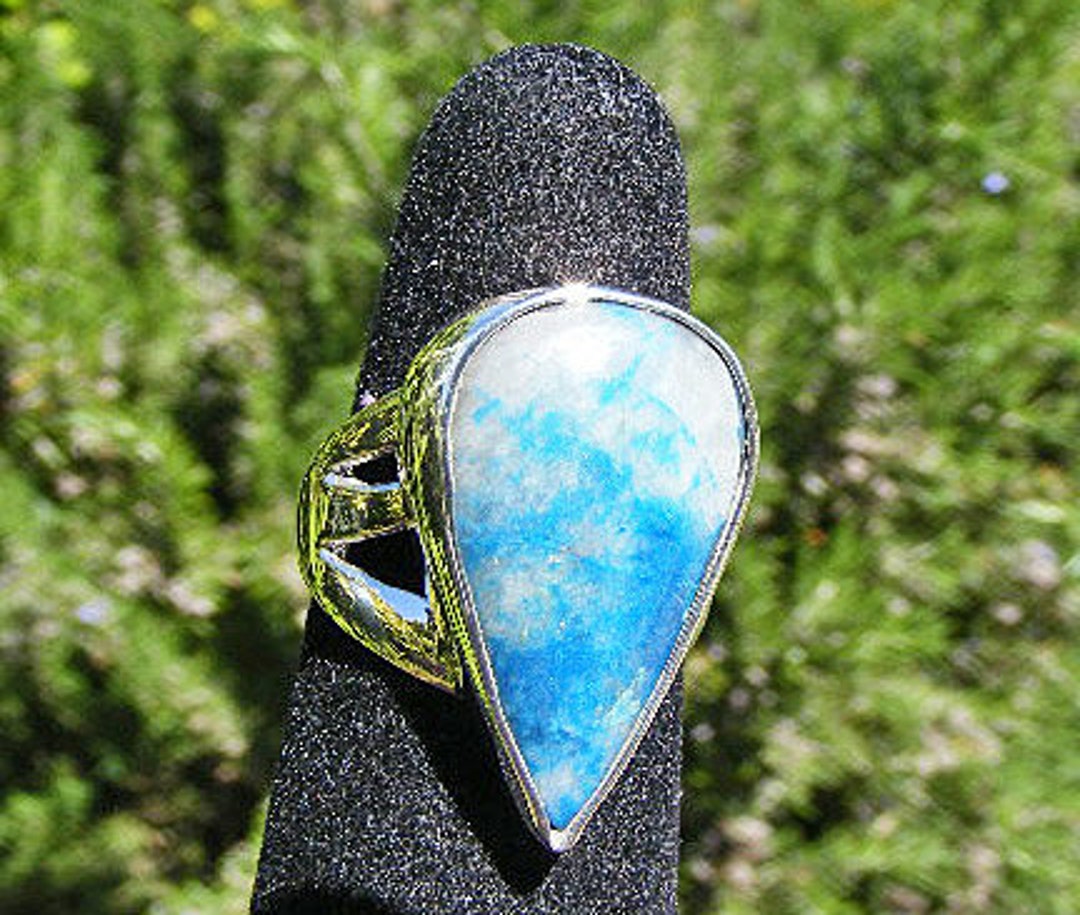 Shattuckite & Blue Topaz Double Stone Adjustable Ring main image 1