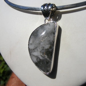 MOHAWKITE in QUARTZ PENDANT, Rare and Very Unusual, From the Keweenaw Peninsula Michigan, Sterling Silver