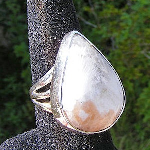 SCOLECITE RING, Unusual Gemstone Ring, Size 9, Sterling Silver, Manifestation Stone