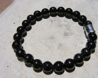PETROVSKY SHUNGITE BRACELET, Very Rare Petrovsky Shungite, 70-85% Carbon, like Noble Shungite, 8mm Round Beads