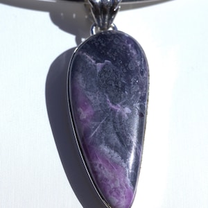SUGILITE PENDANT, Stone of Spiritual Love and Wisdom, Beautiful, Natural Deep Purple, Sterling Silver