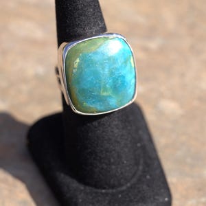 BLUE PERUVIAN OPAL Ring, Blue Andean Opal, Size 8, Stunning Natural Color, Sterling Silver