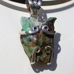 AJOITE in QUARTZ PENDANT, Beautiful Crystalline Quartz With Ajoite From Messina Mine, South Africa, Sterling Silver