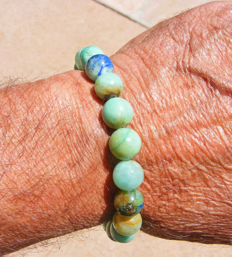 Cuprite Bracelet On Stretch Cord High Polished Copper Minerals Chrysocolla Gem Silica Shattuckite